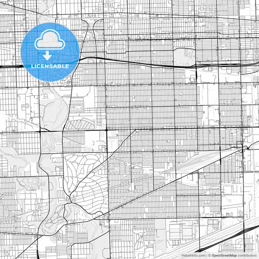 Vector PDF map of Berwyn, Illinois, United States