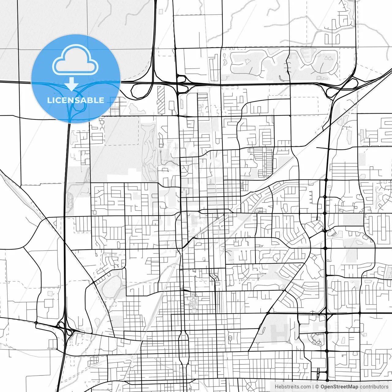 Vector PDF map of Normal, Illinois, United States