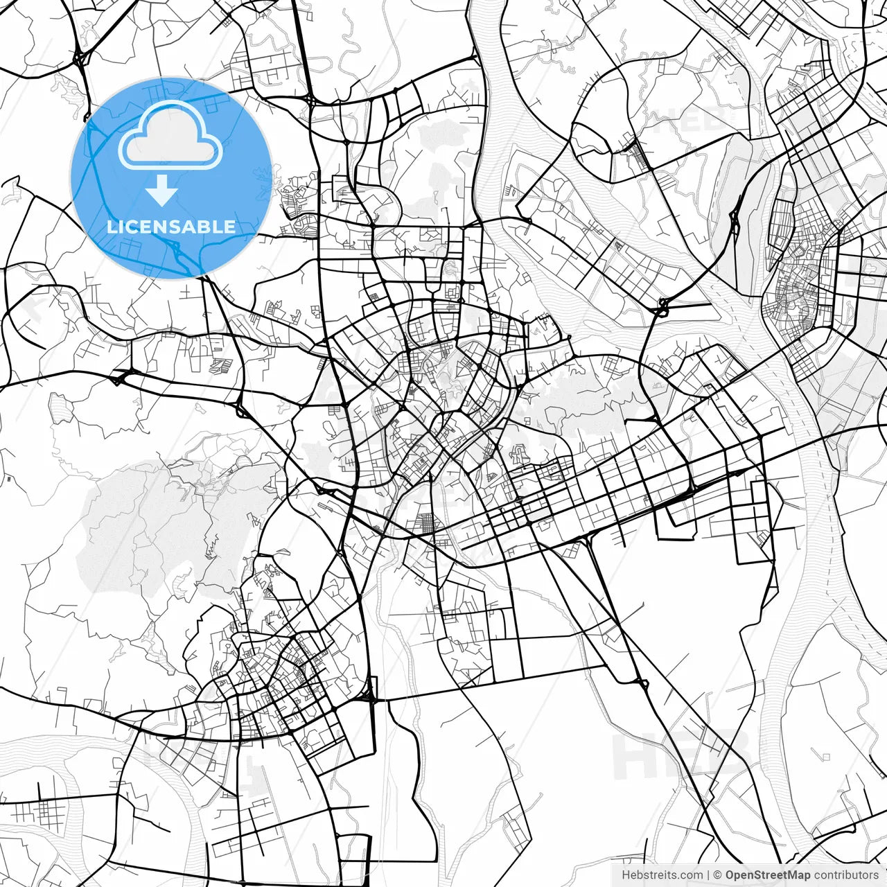 Vector PDF map of Jiangmen, China