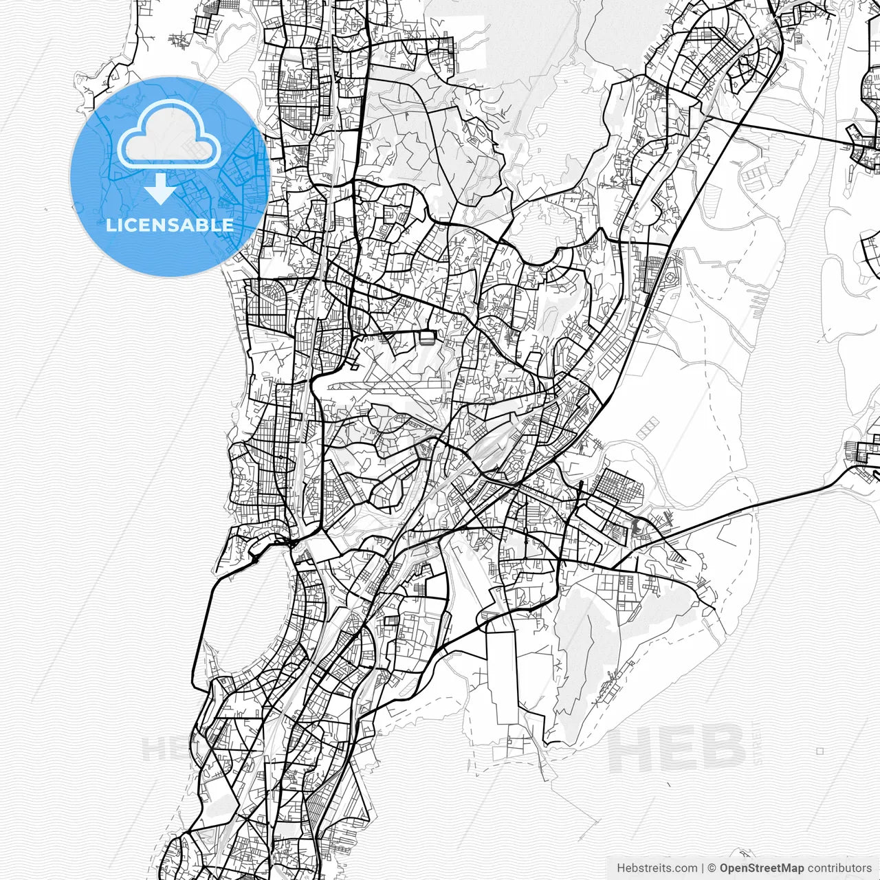 Vector PDF map of Mumbai, India