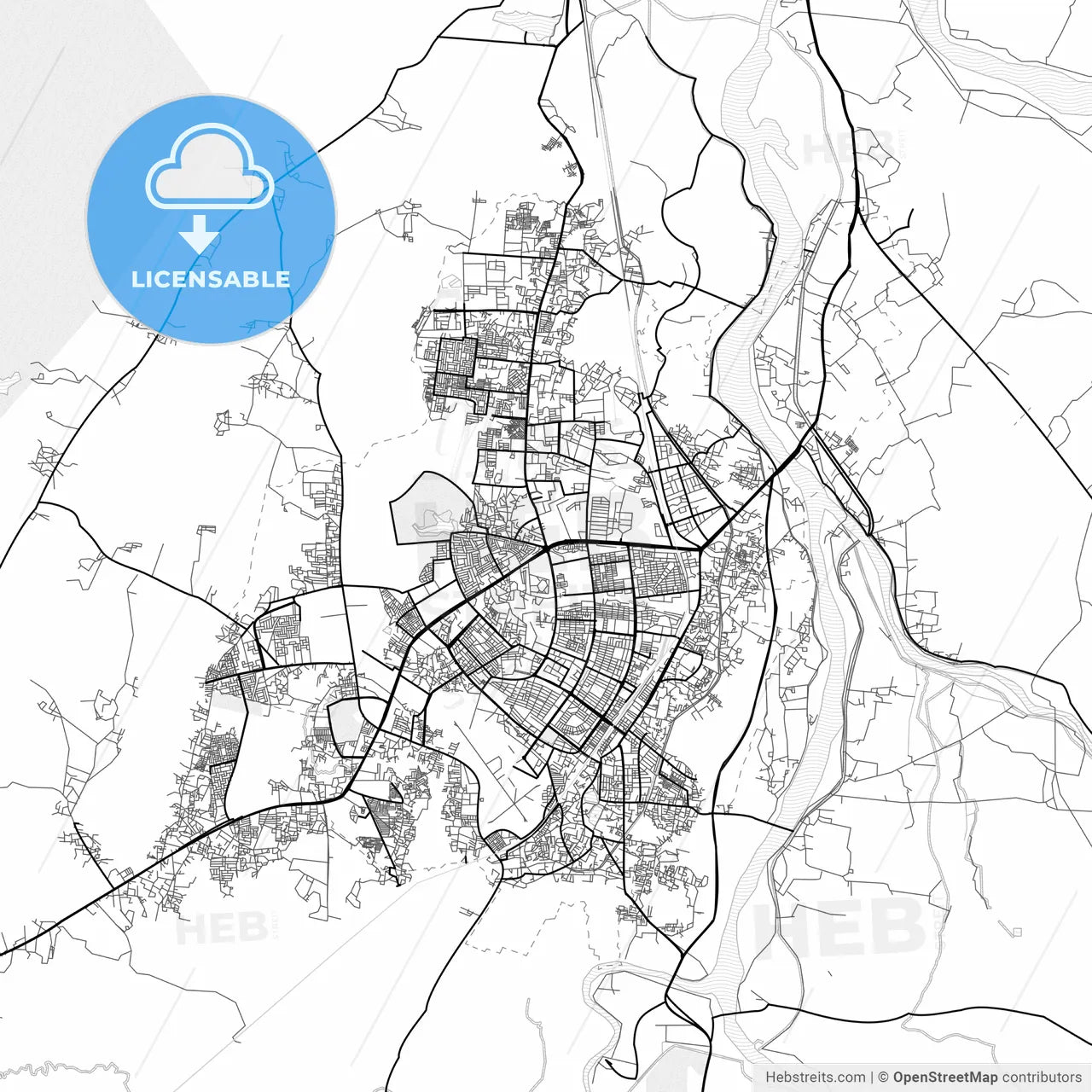 Vector PDF map of Bhubaneswar, India