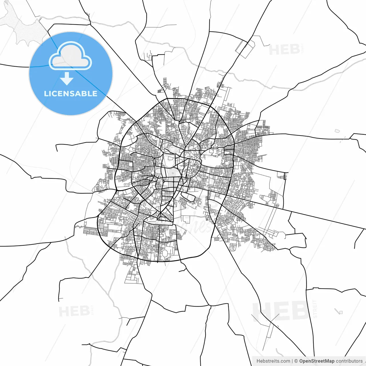 Vector PDF map of Gulbarga, India