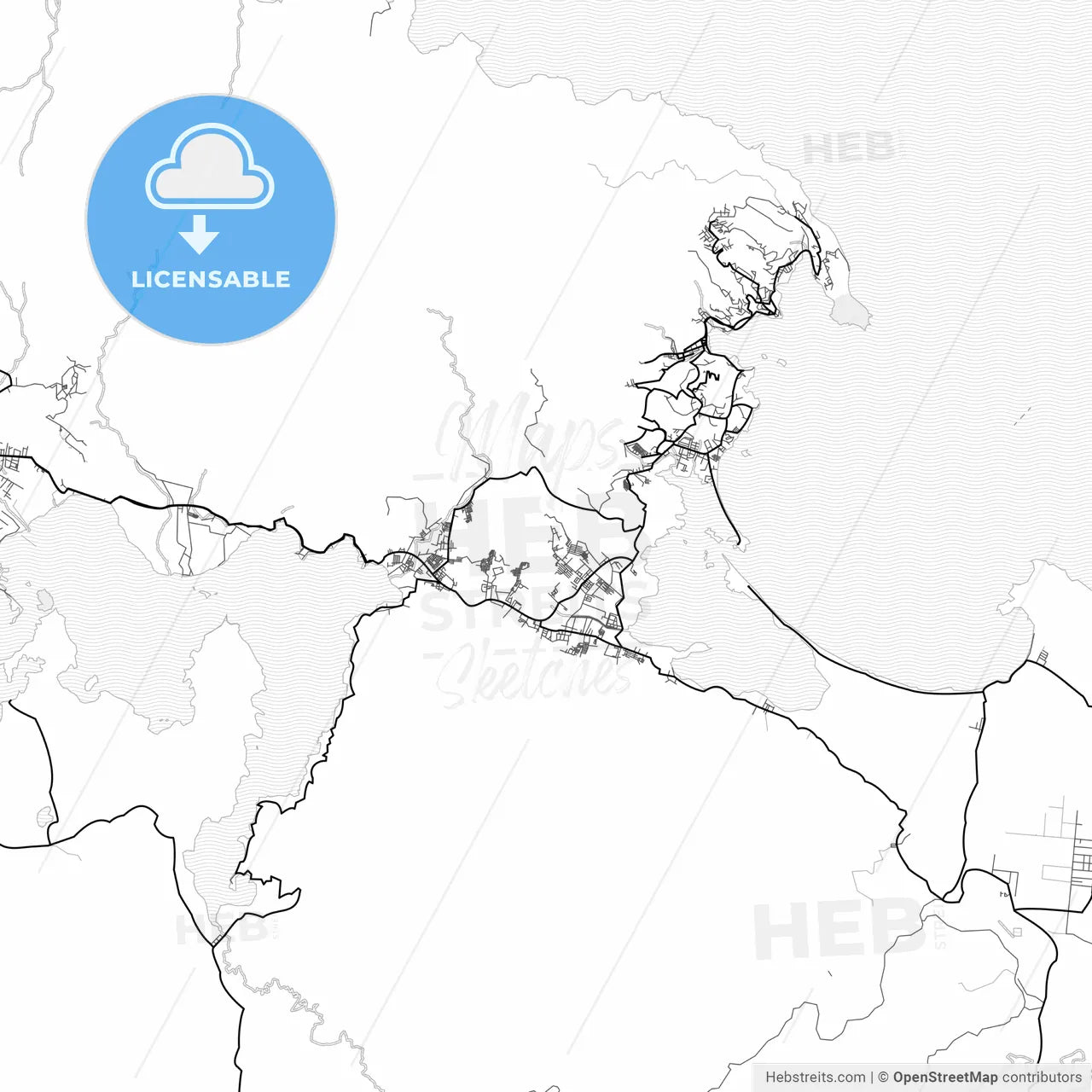 Vector PDF map of Jayapura, Indonesia