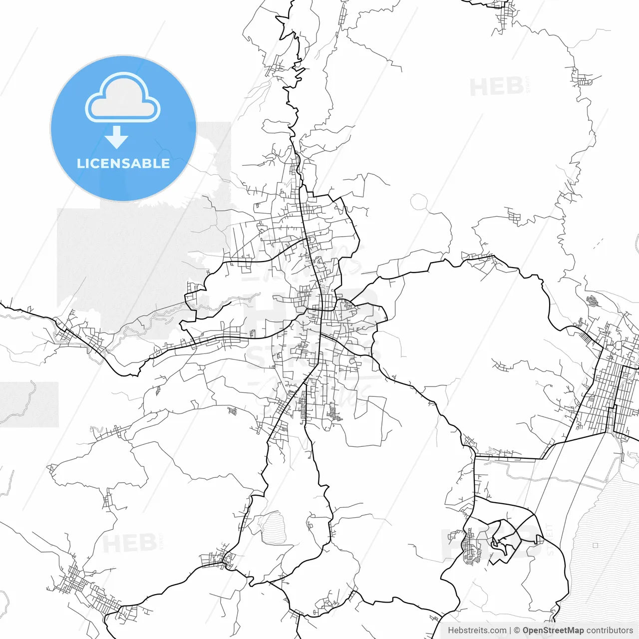 Vector PDF map of Tomohon, Indonesia