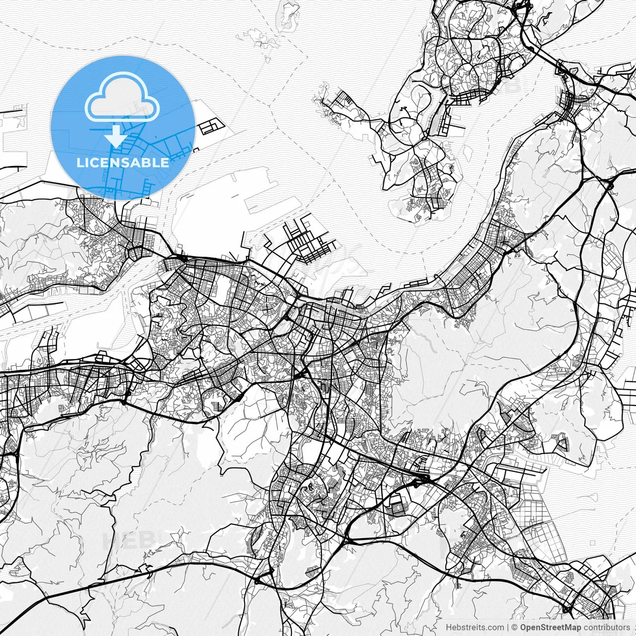 Vector PDF map of Kitakyushu, Japan