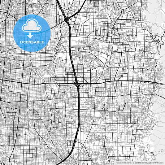 Vector PDF map of Higashiōsaka, Japan