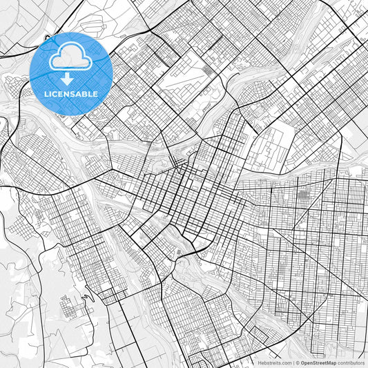 Vector PDF map of Asahikawa, Japan