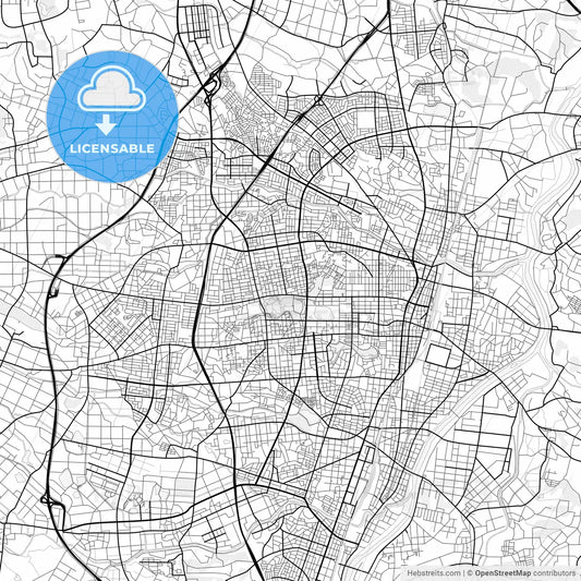 Vector PDF map of Kōriyama, Japan