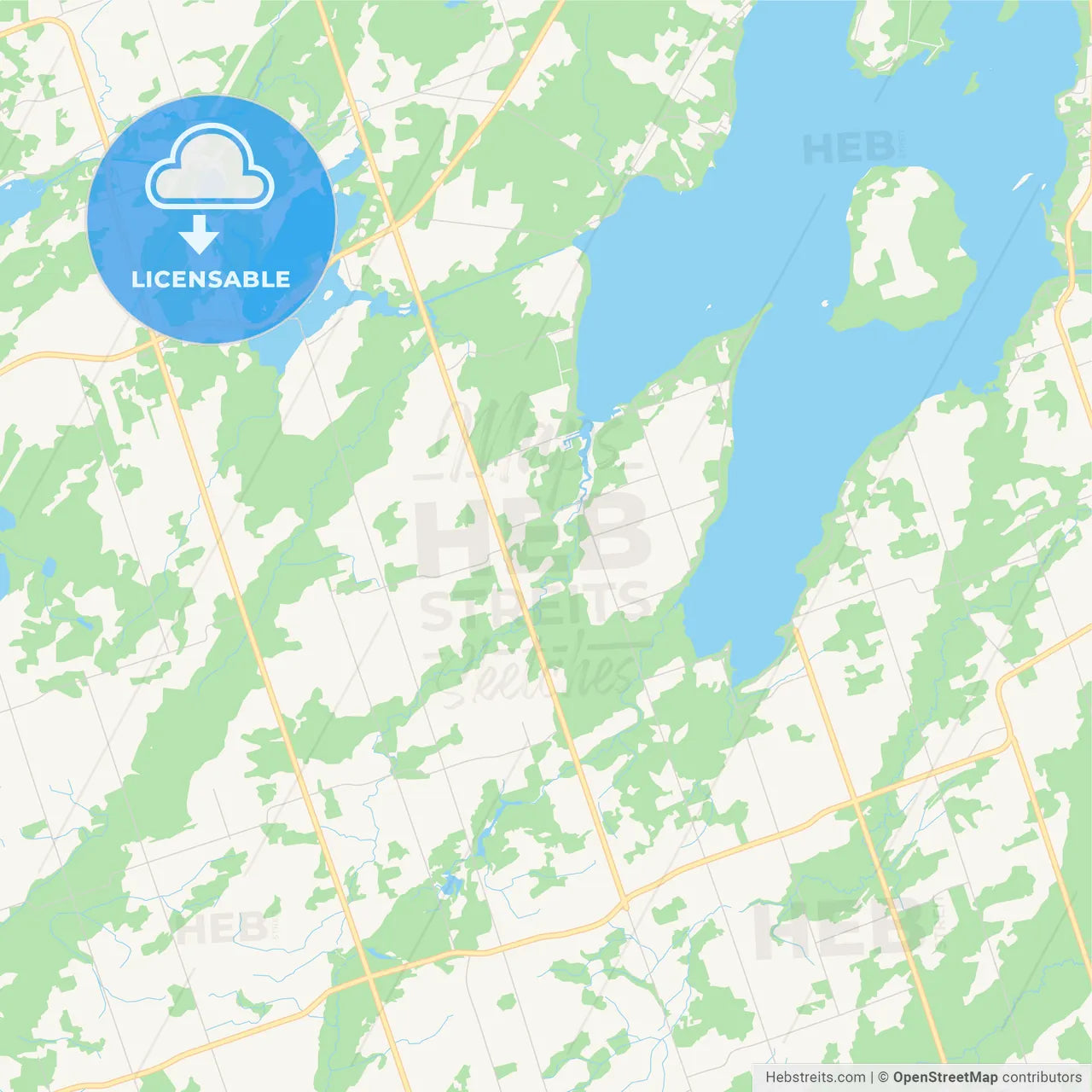 Empty vector map of Kawartha Lakes, Ontario, Canada