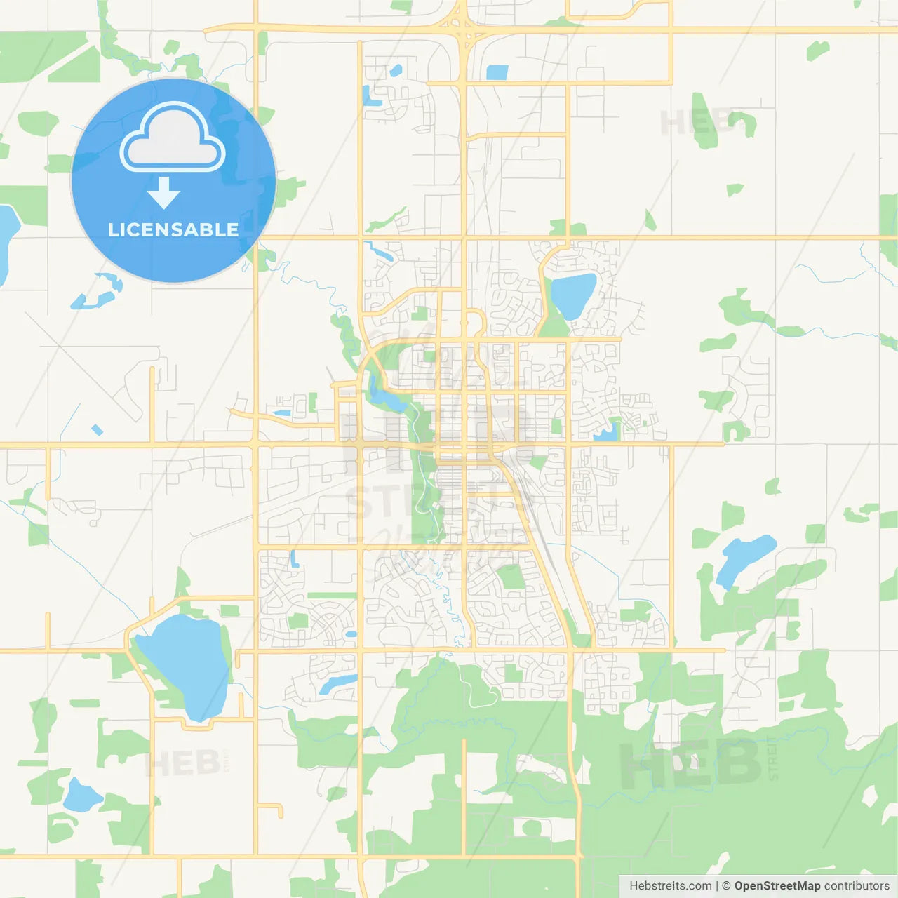 Empty vector map of Grande Prairie, Alberta, Canada