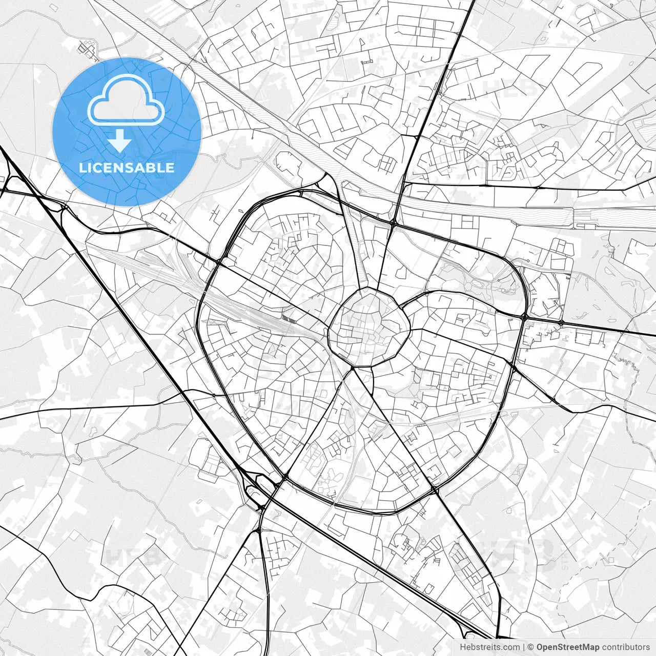 Vector PDF map of Hasselt, Belgium