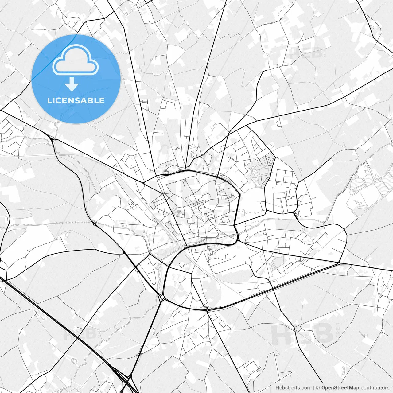 Vector PDF map of Tienen, Belgium
