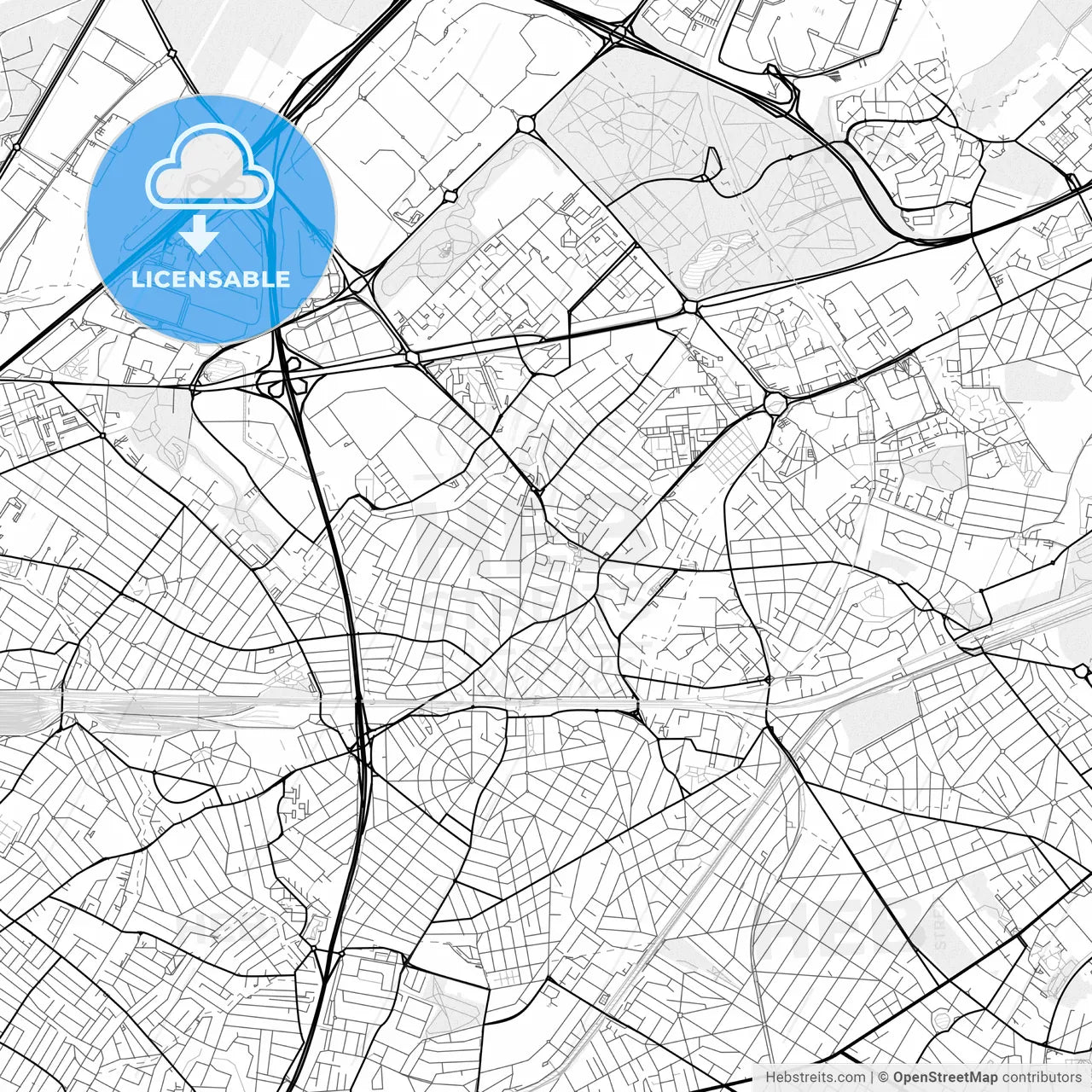 Vector PDF map of Aulnay-sous-Bois, France