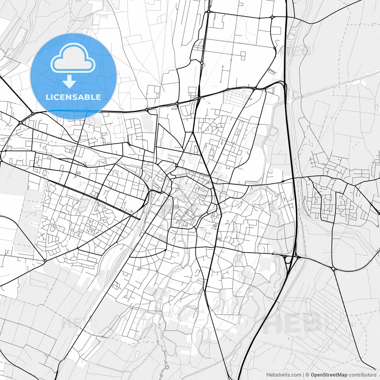 Vector PDF map of Colmar, France