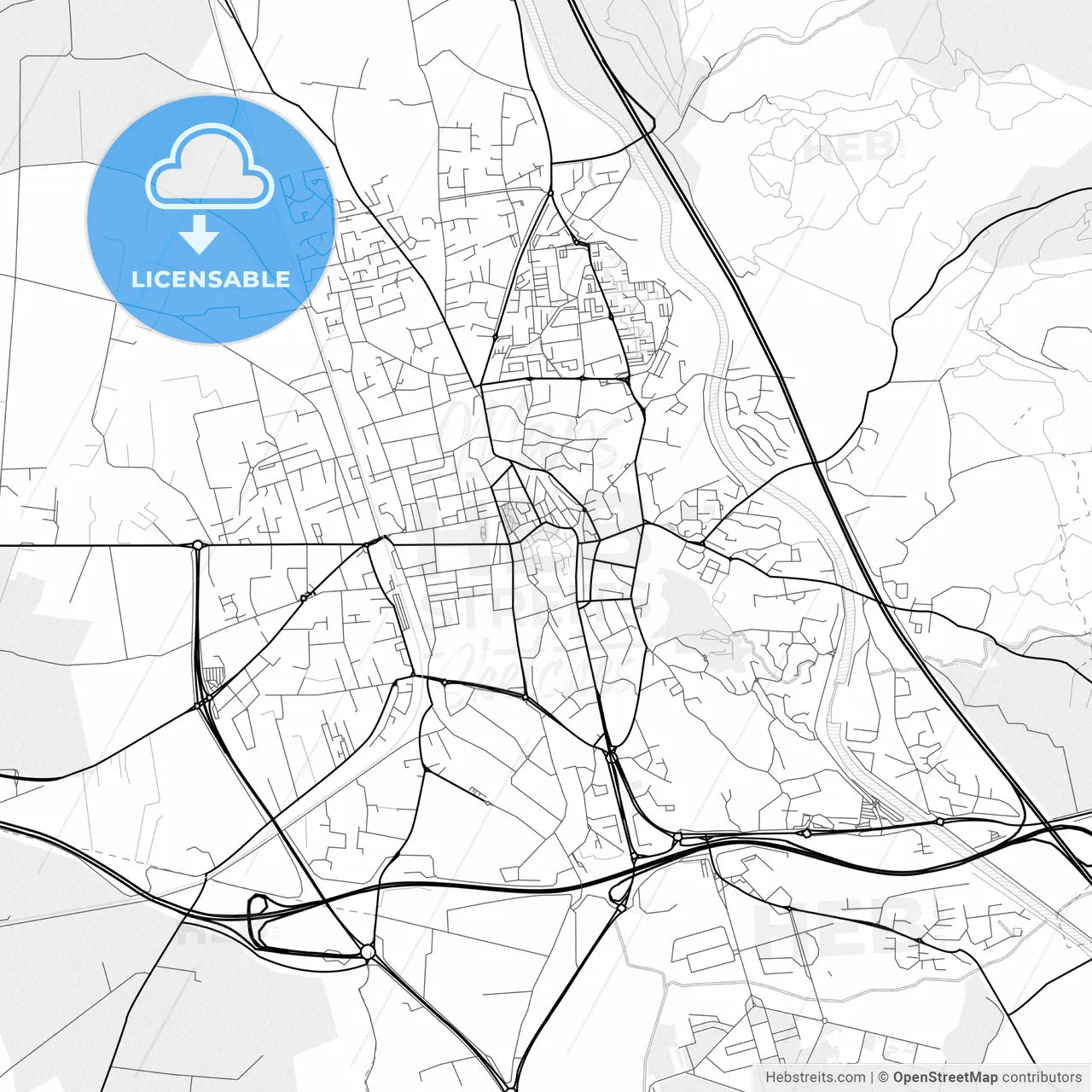 Vector PDF map of Salon-de-Provence, France