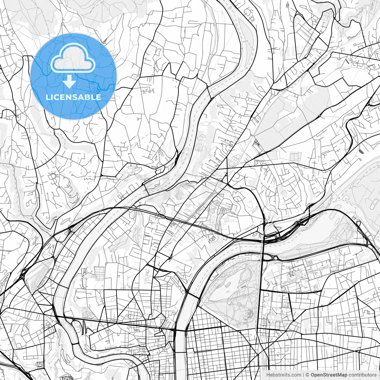Vector PDF map of Caluire-et-Cuire, France