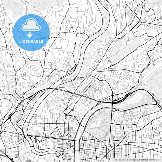 Vector PDF map of Caluire-et-Cuire, France