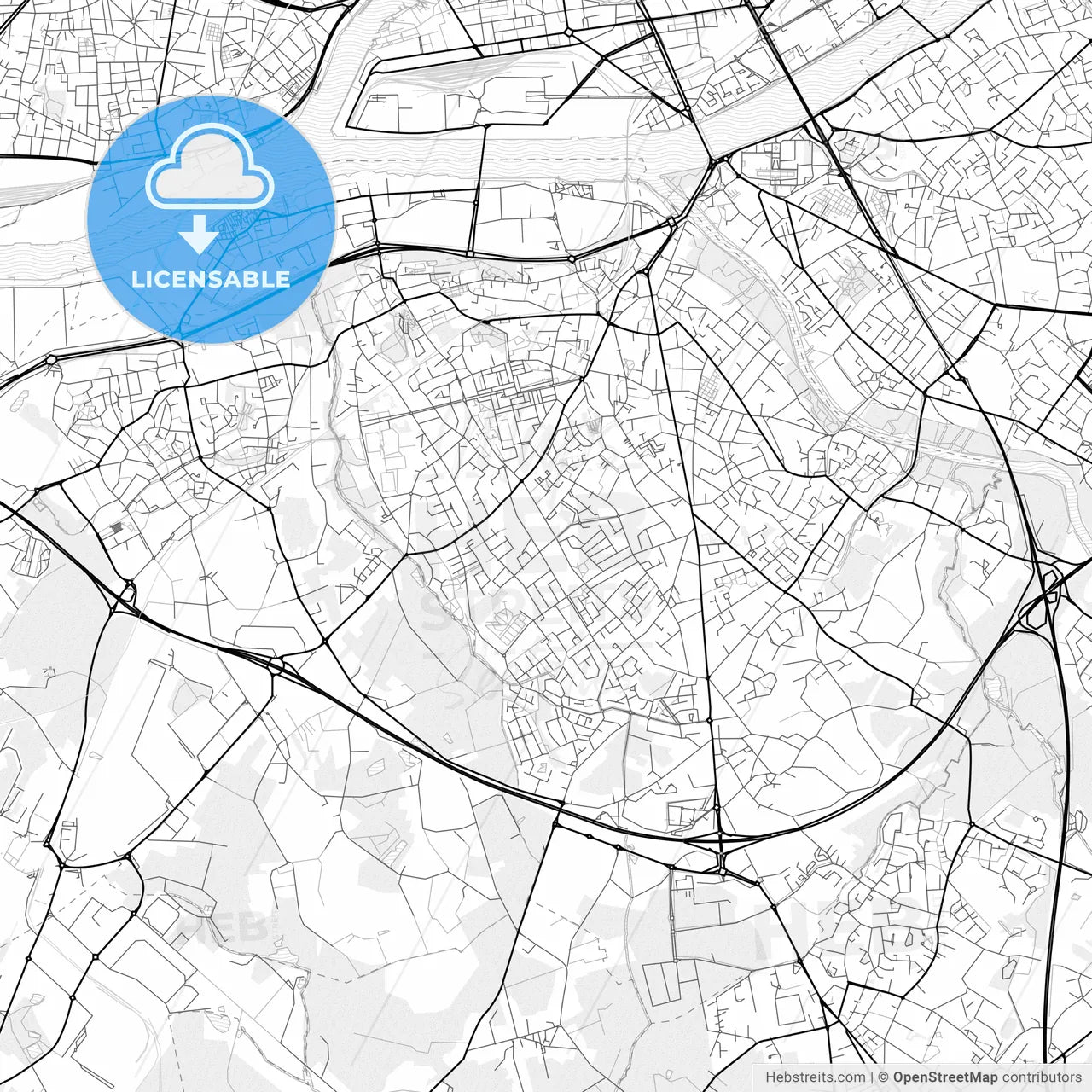 Vector PDF map of Rezé, France