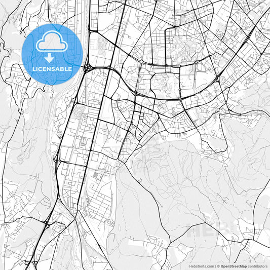 Vector PDF map of Échirolles, France