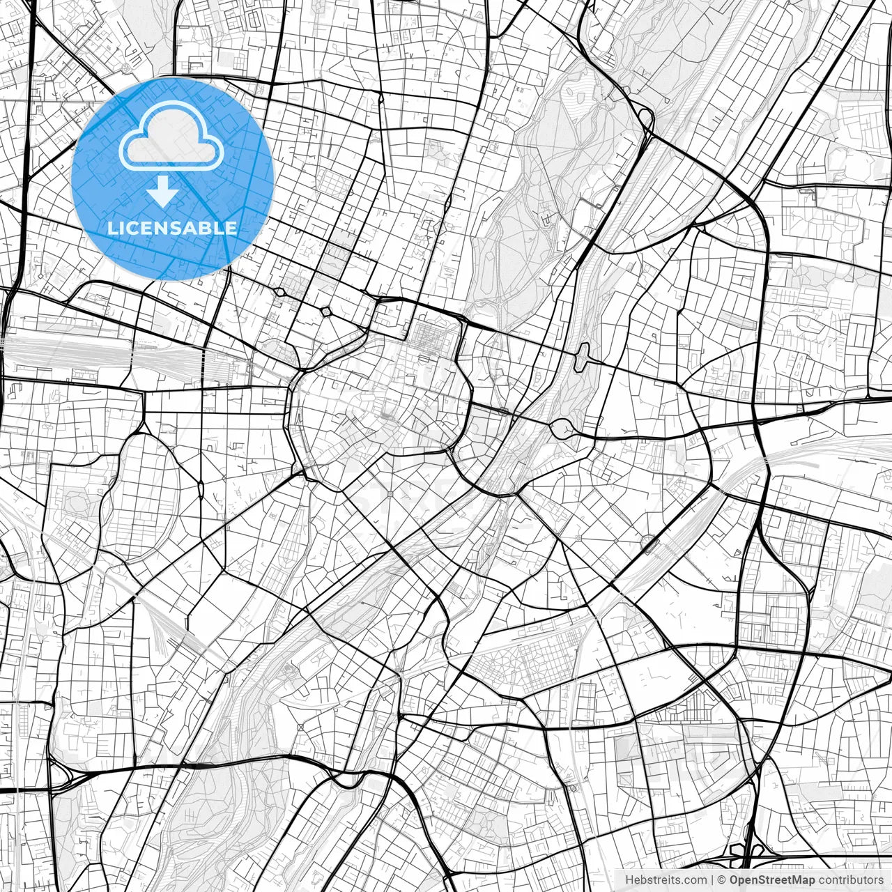 Vector PDF map of München, Germany