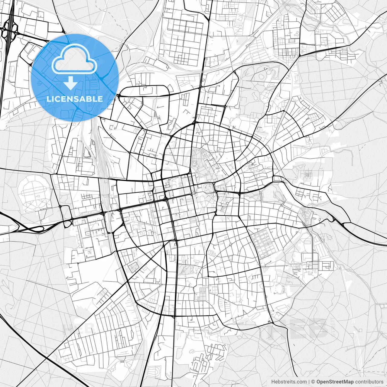 Vector PDF map of Darmstadt, Germany
