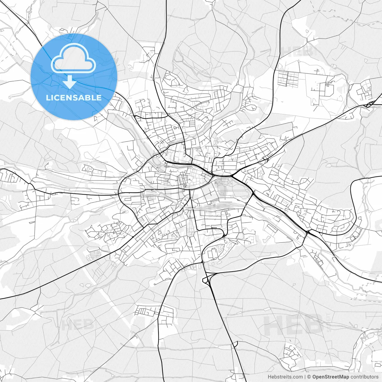 Vector PDF map of Ansbach, Germany