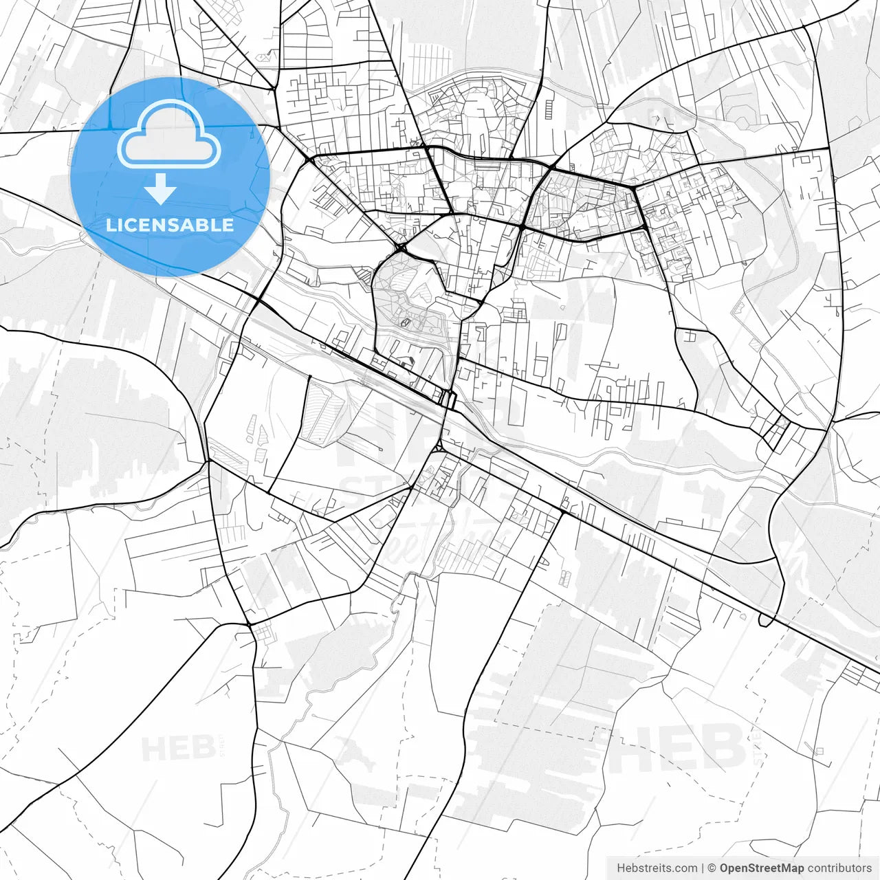 Vector PDF map of Ostrowiec Świętokrzyski, Poland