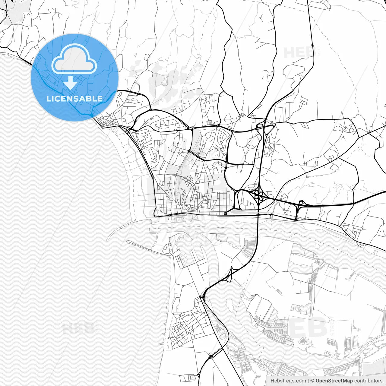 Vector PDF map of Figueira da Foz, Portugal