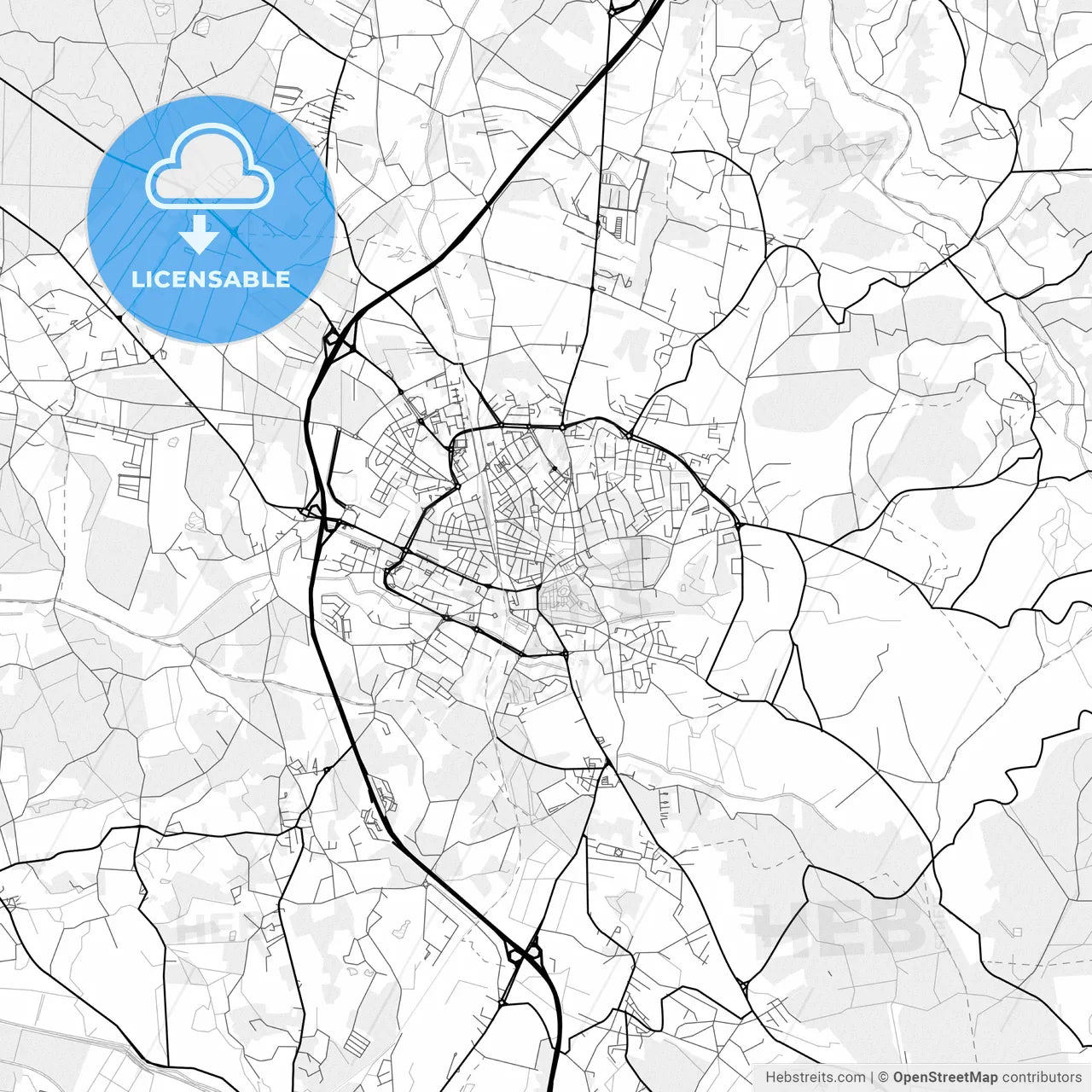 Vector PDF map of Caldas da Rainha, Portugal