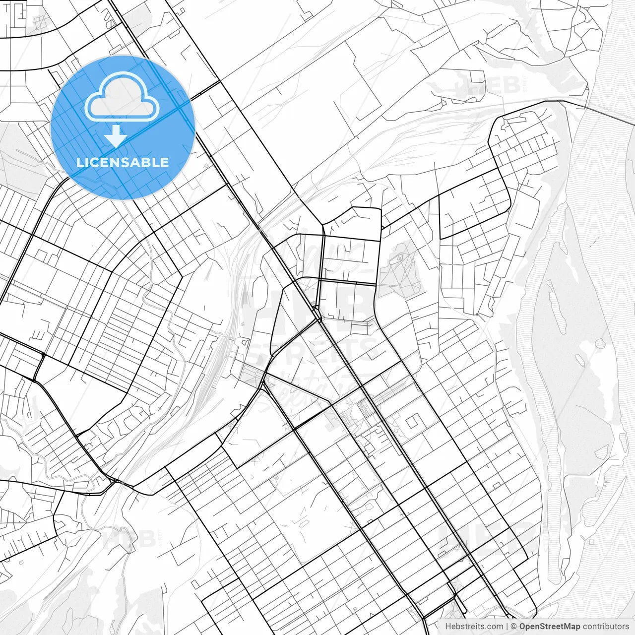 Vector PDF map of Barnaul, Russia