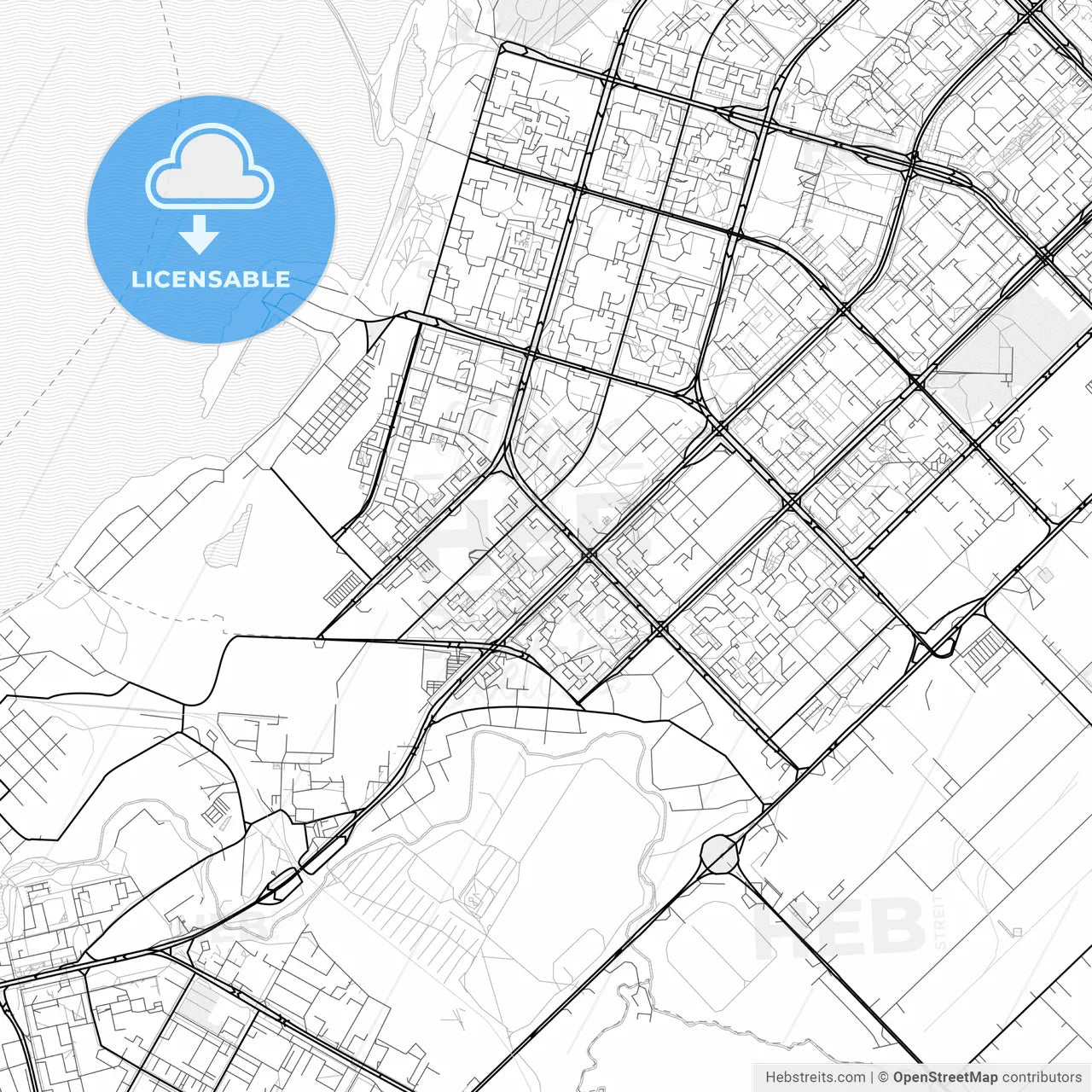 Vector PDF map of Naberezhnye Chelny, Russia