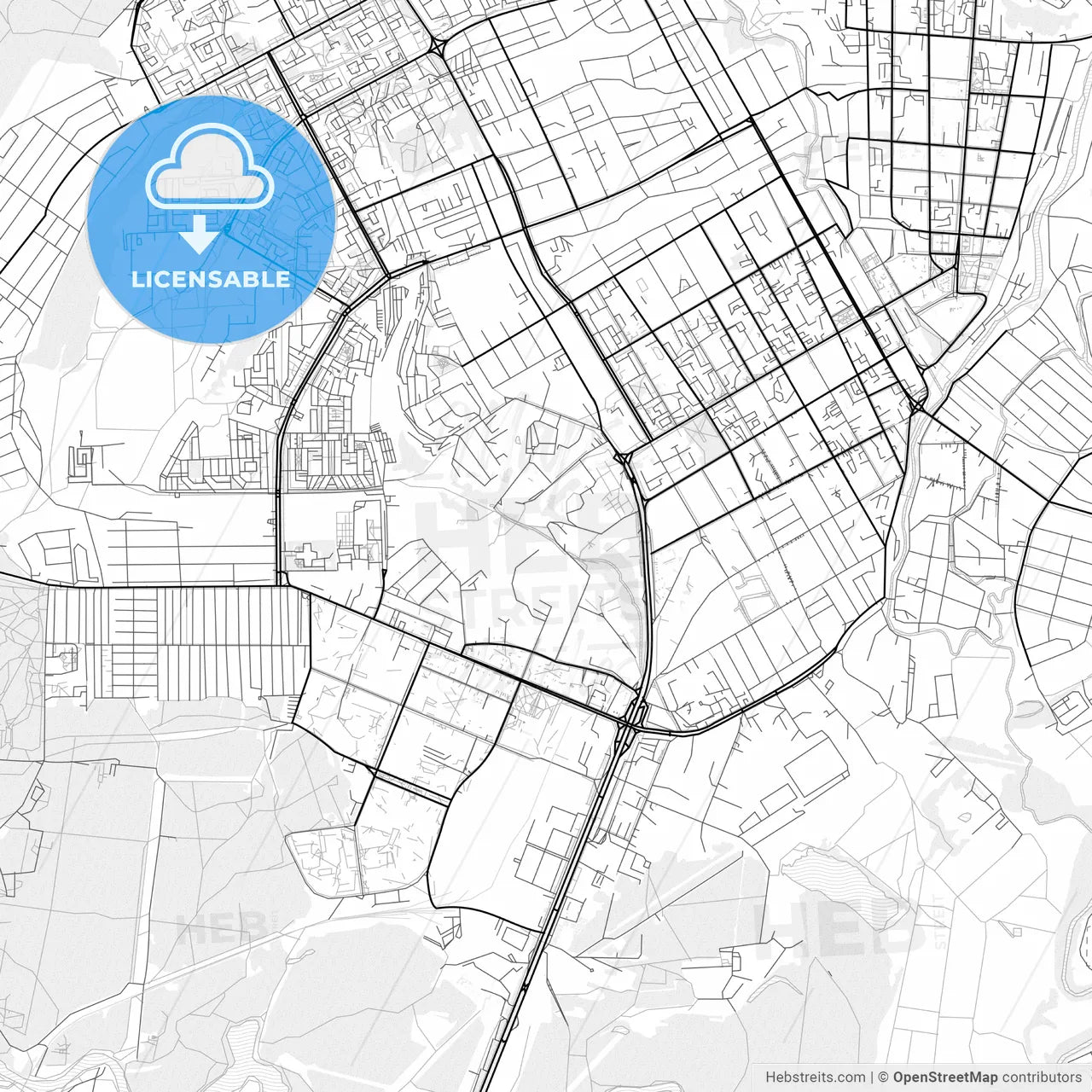 Vector PDF map of Kursk, Russia