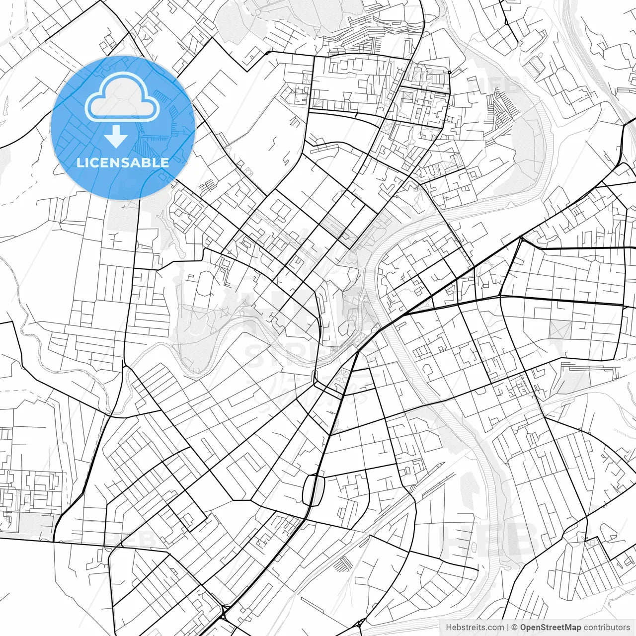 Vector PDF map of Oryol, Russia