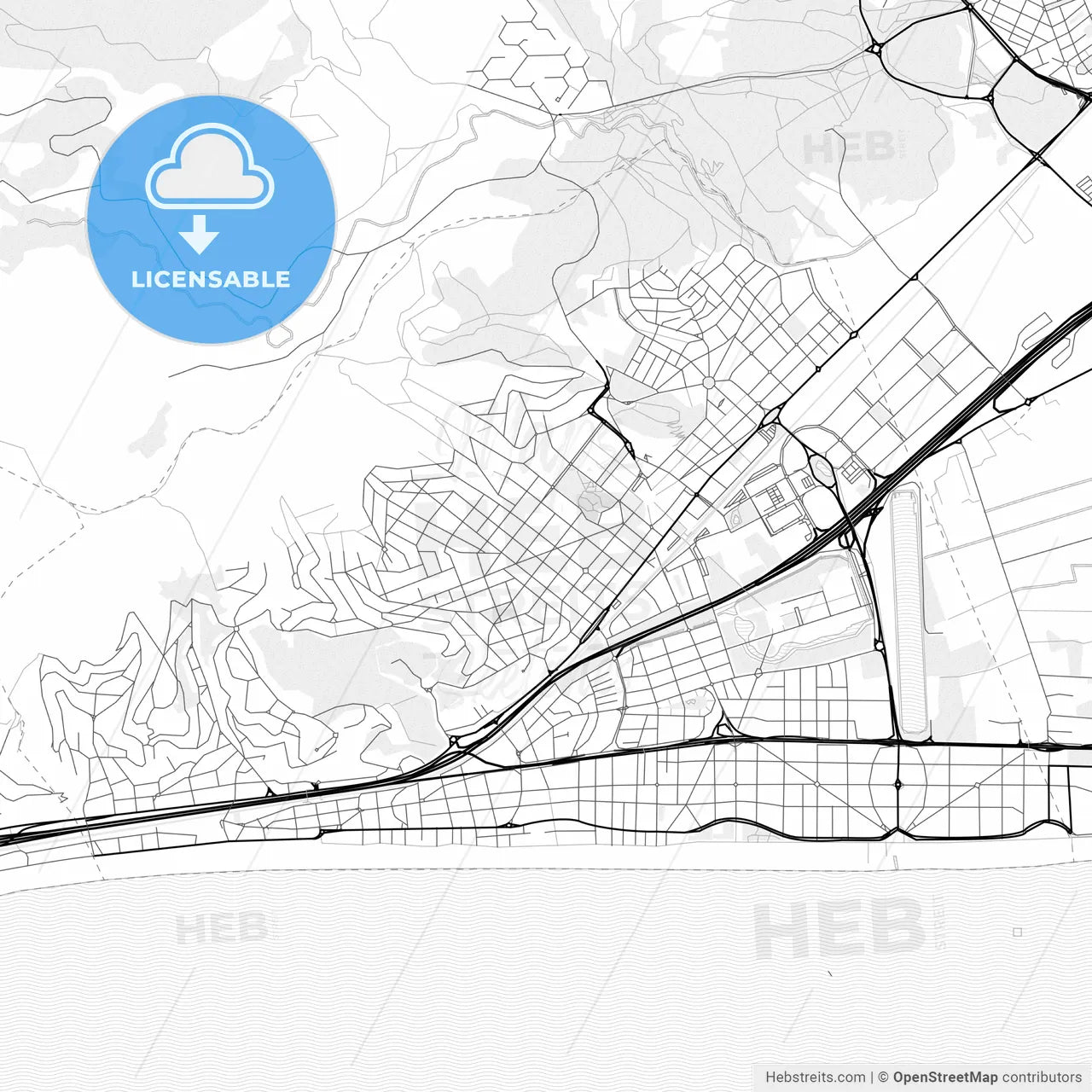 Vector PDF map of Castelldefels, Spain