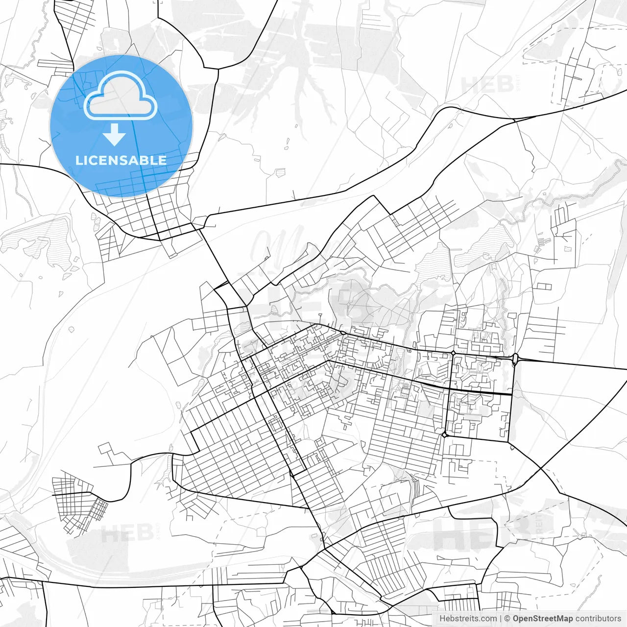 Vector PDF map of Alchevsk, Ukraine