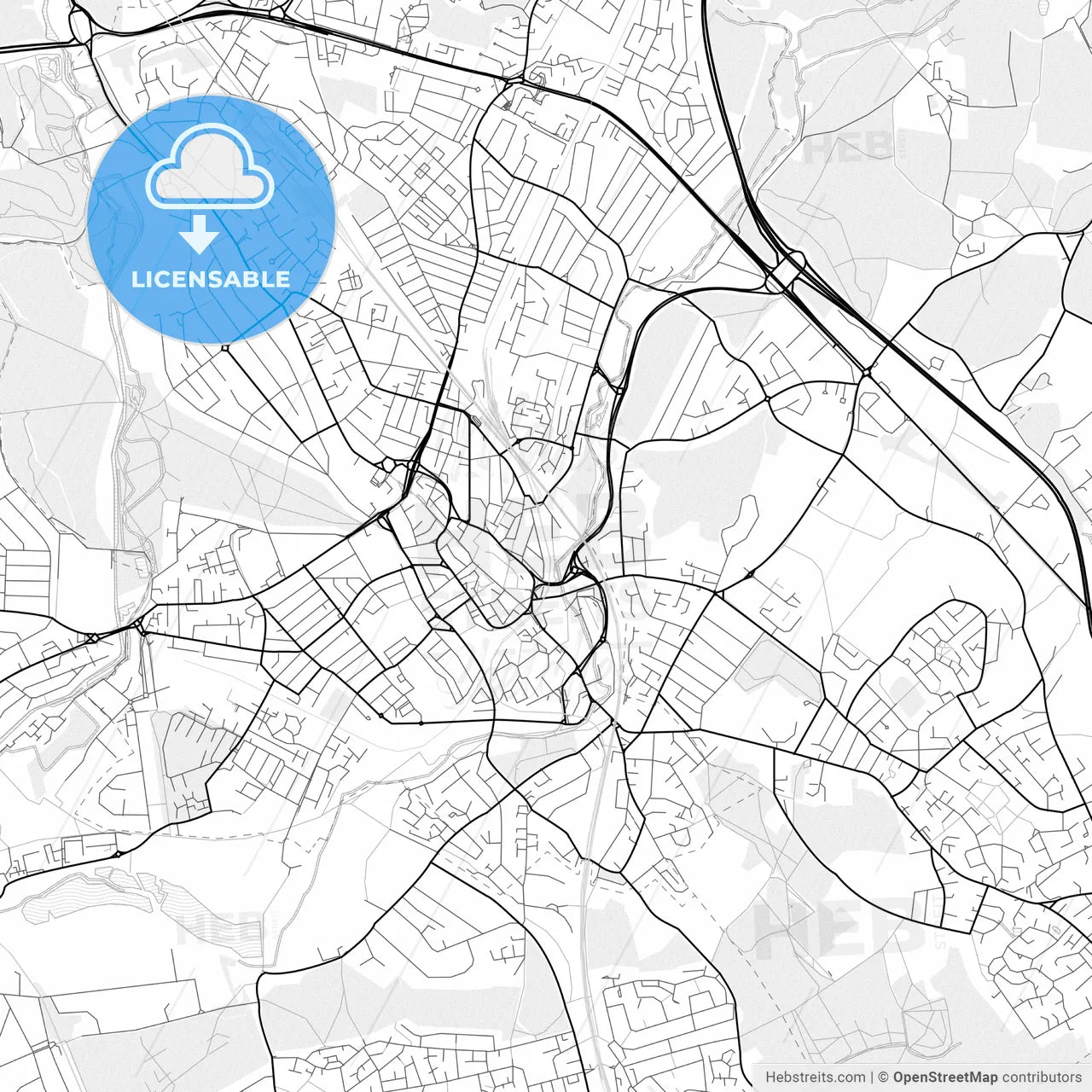 Vector PDF map of Watford, England