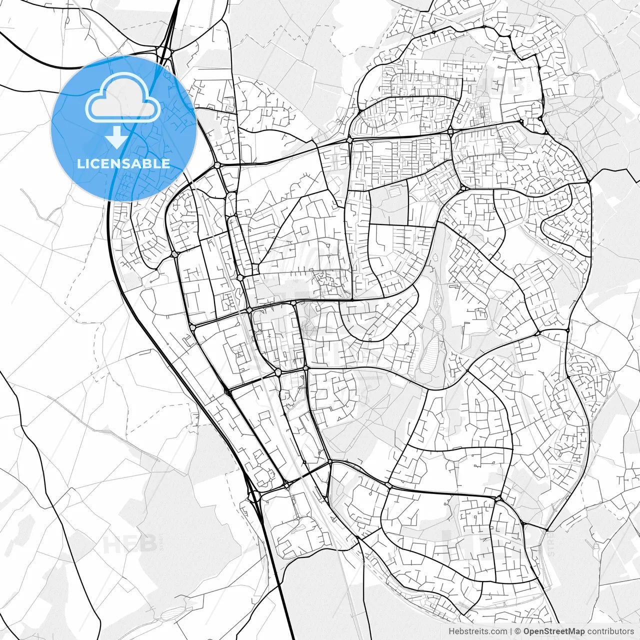 Vector PDF map of Stevenage, England