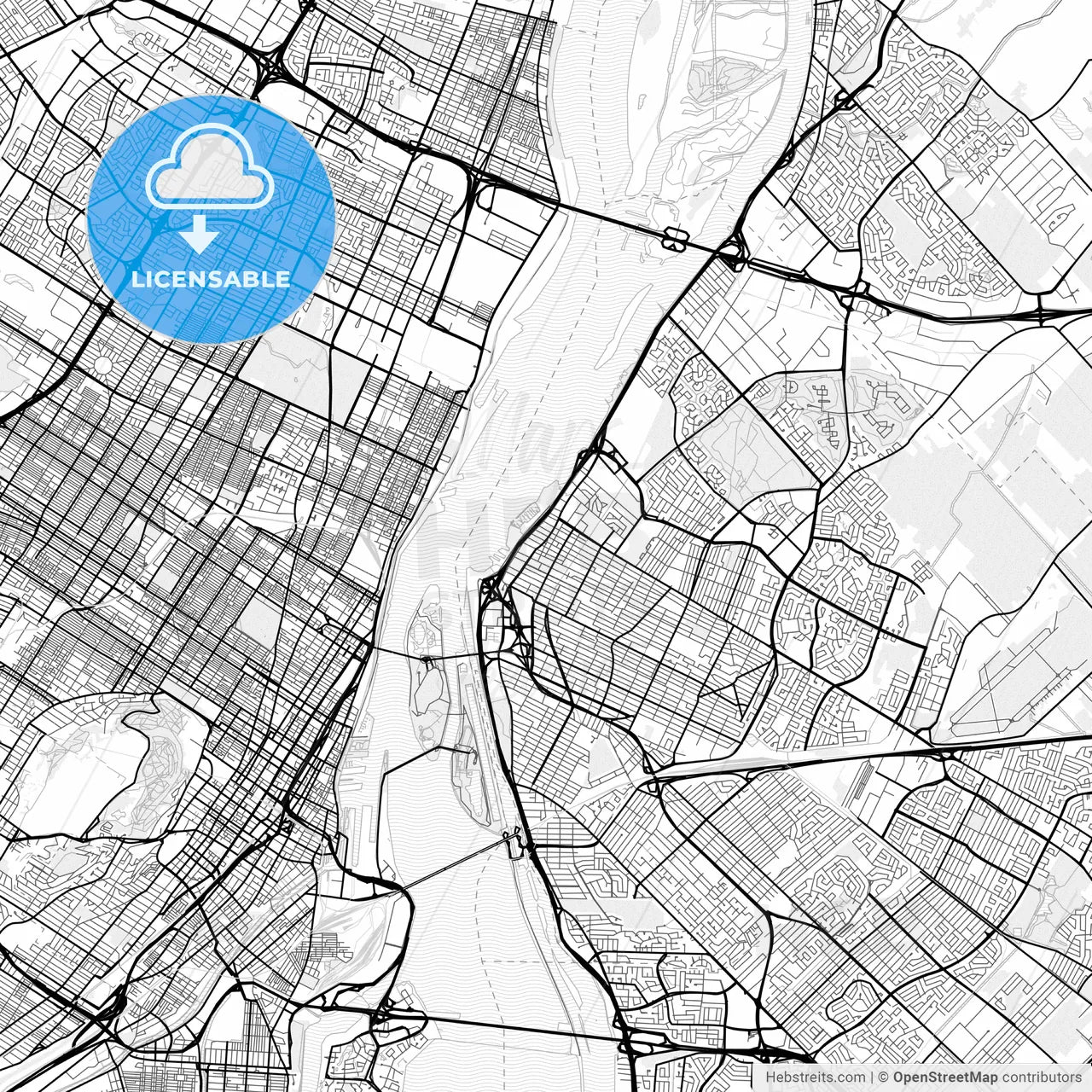 Vector PDF map of Longueuil, Canada