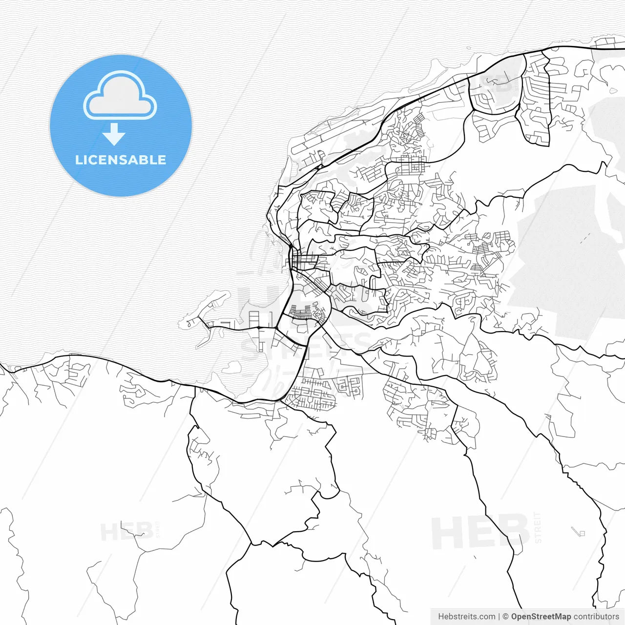 Vector PDF map of Kingston, Jamaica