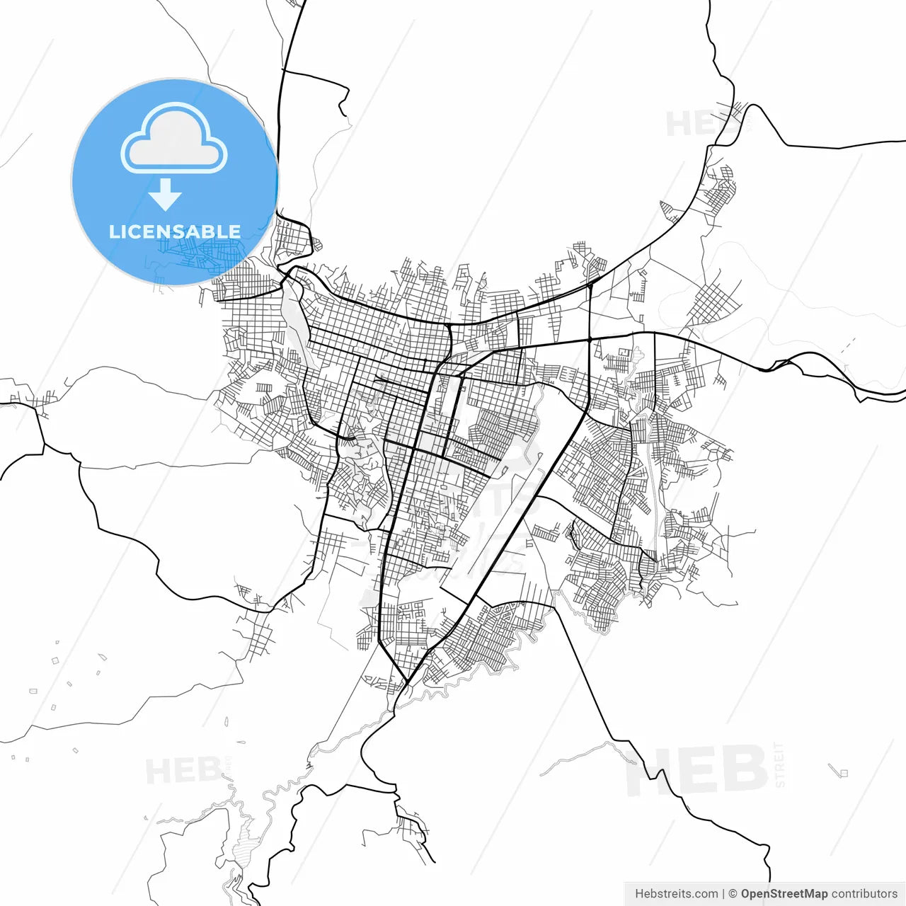 Vector PDF map of Uruapan, Mexico
