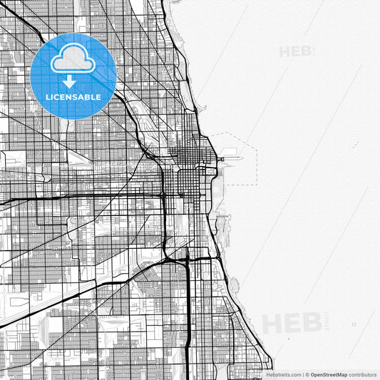 Vector PDF map of Chicago, Illinois, United States