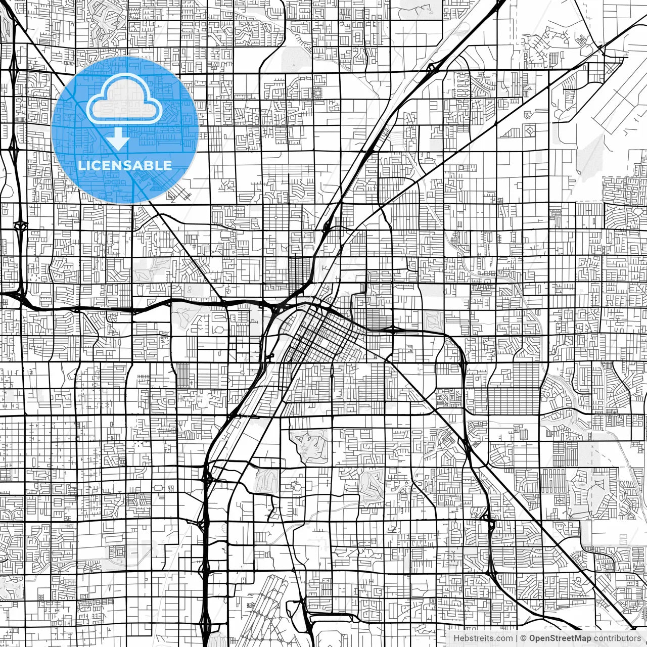 Vector PDF map of Las Vegas, Nevada, United States