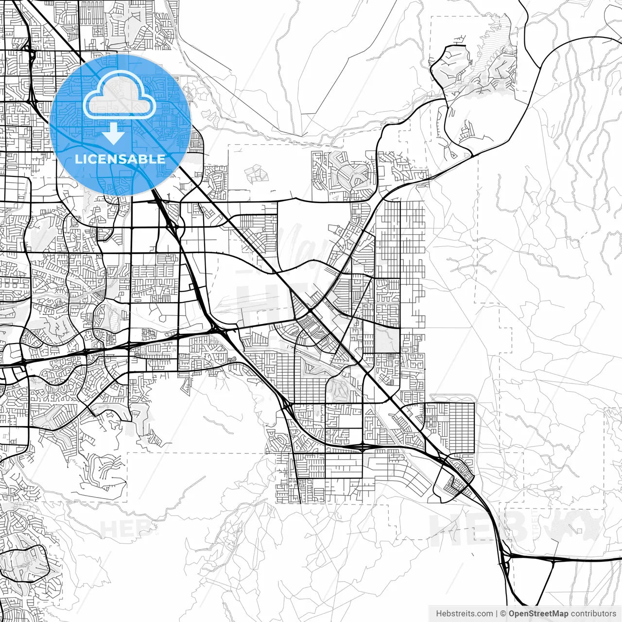 Vector PDF map of Henderson, Nevada, United States