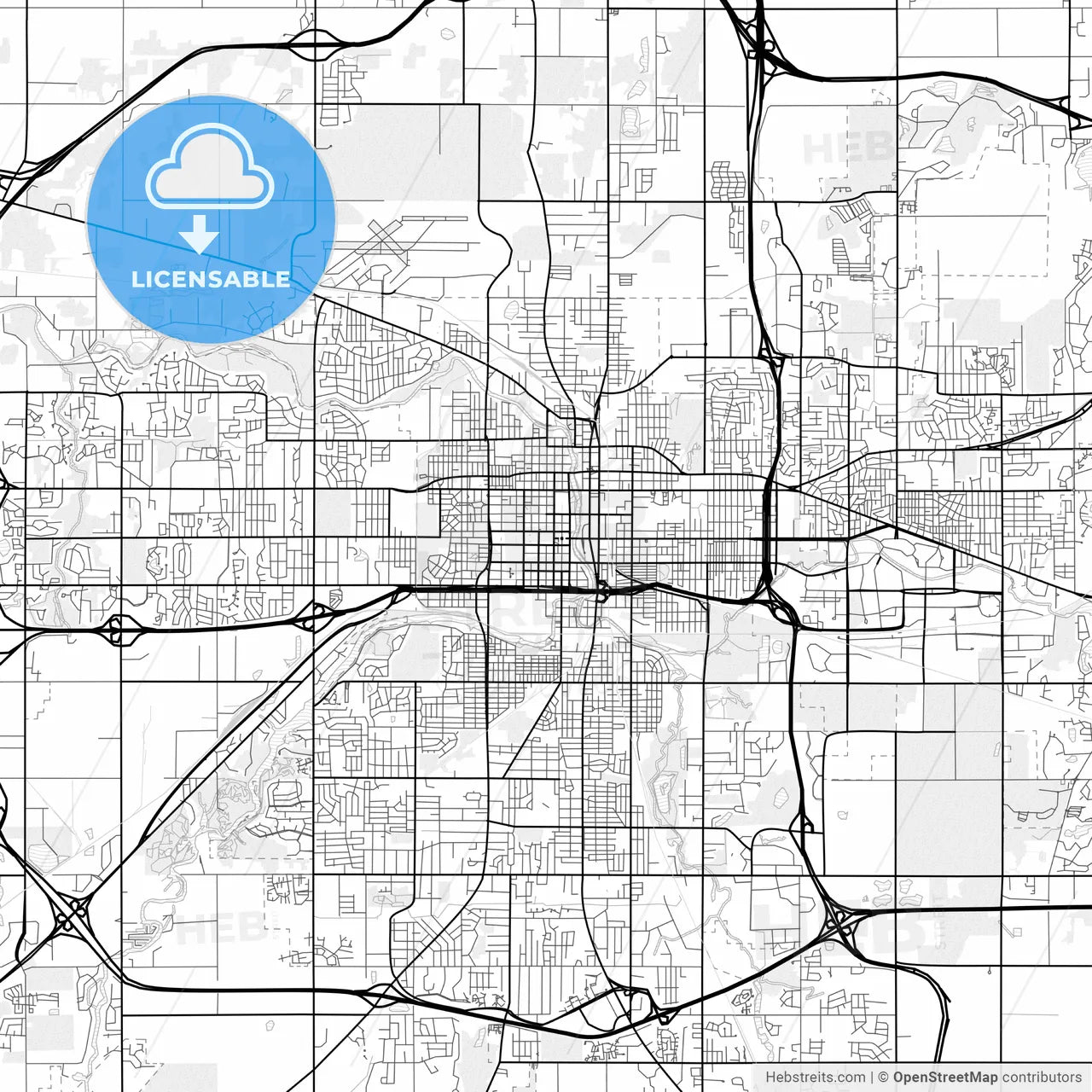Vector PDF map of Lansing, Michigan, United States