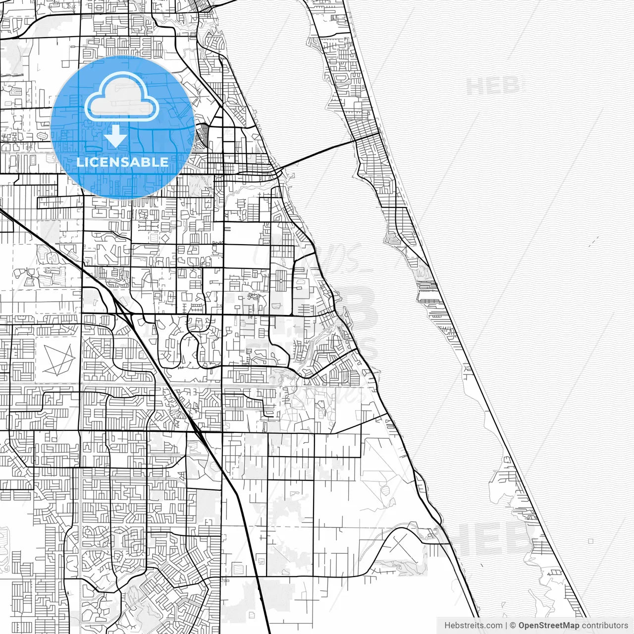 Vector PDF map of Palm Bay, Florida, United States