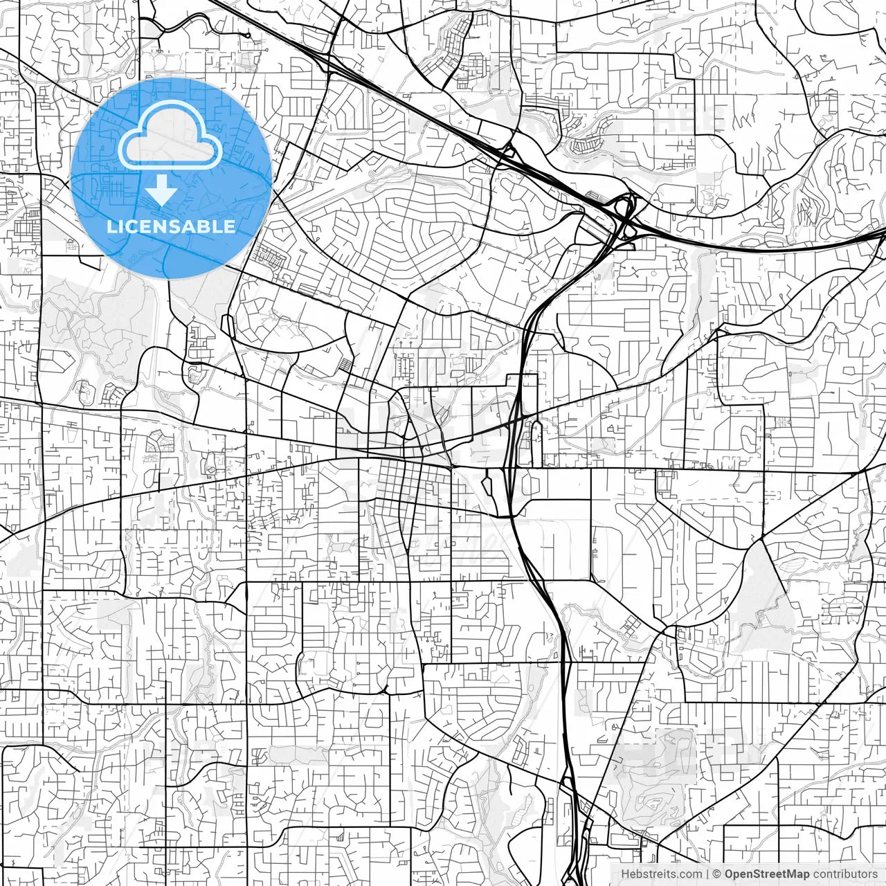 Vector PDF map of Beaverton, Oregon, United States