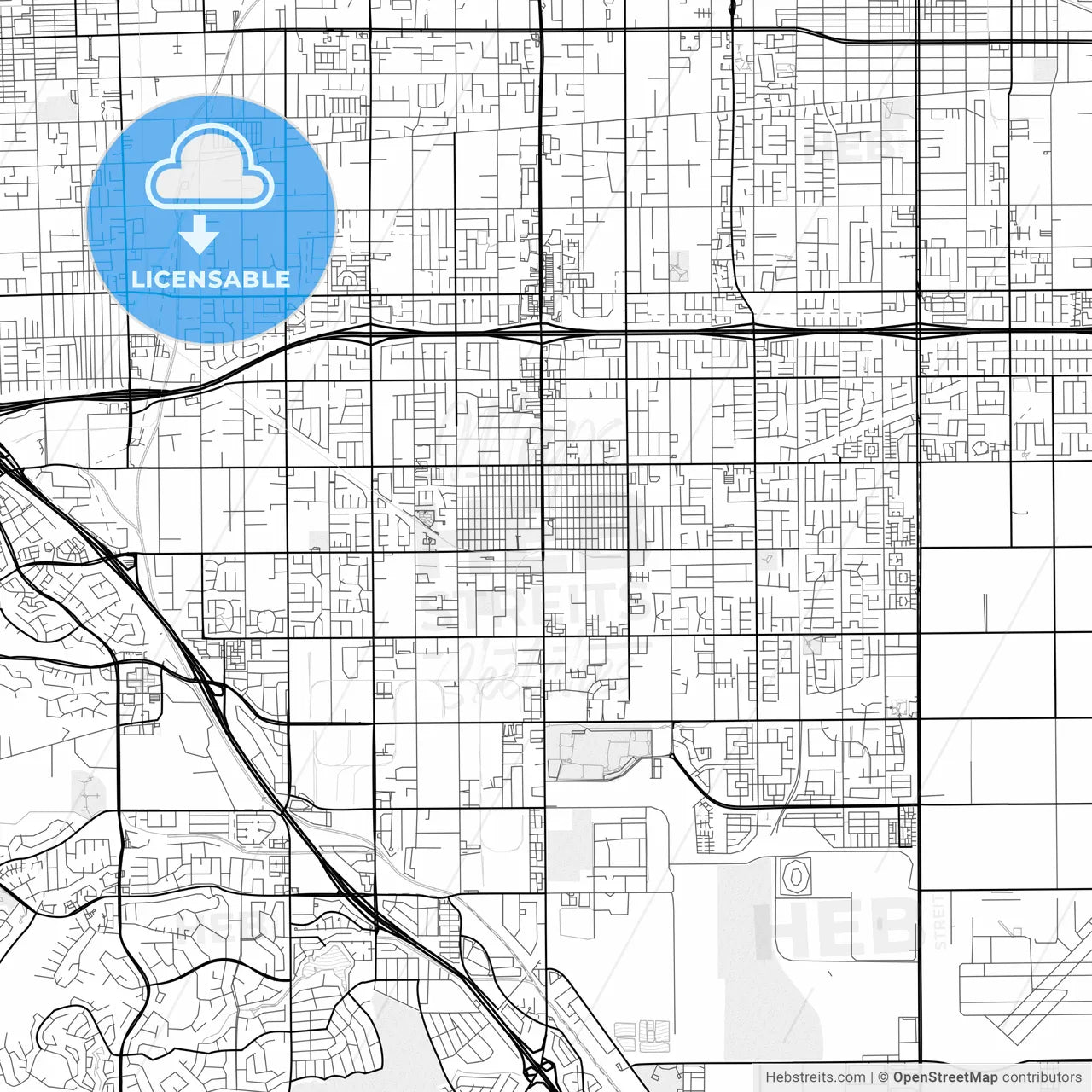 Vector PDF map of Chino, California, United States