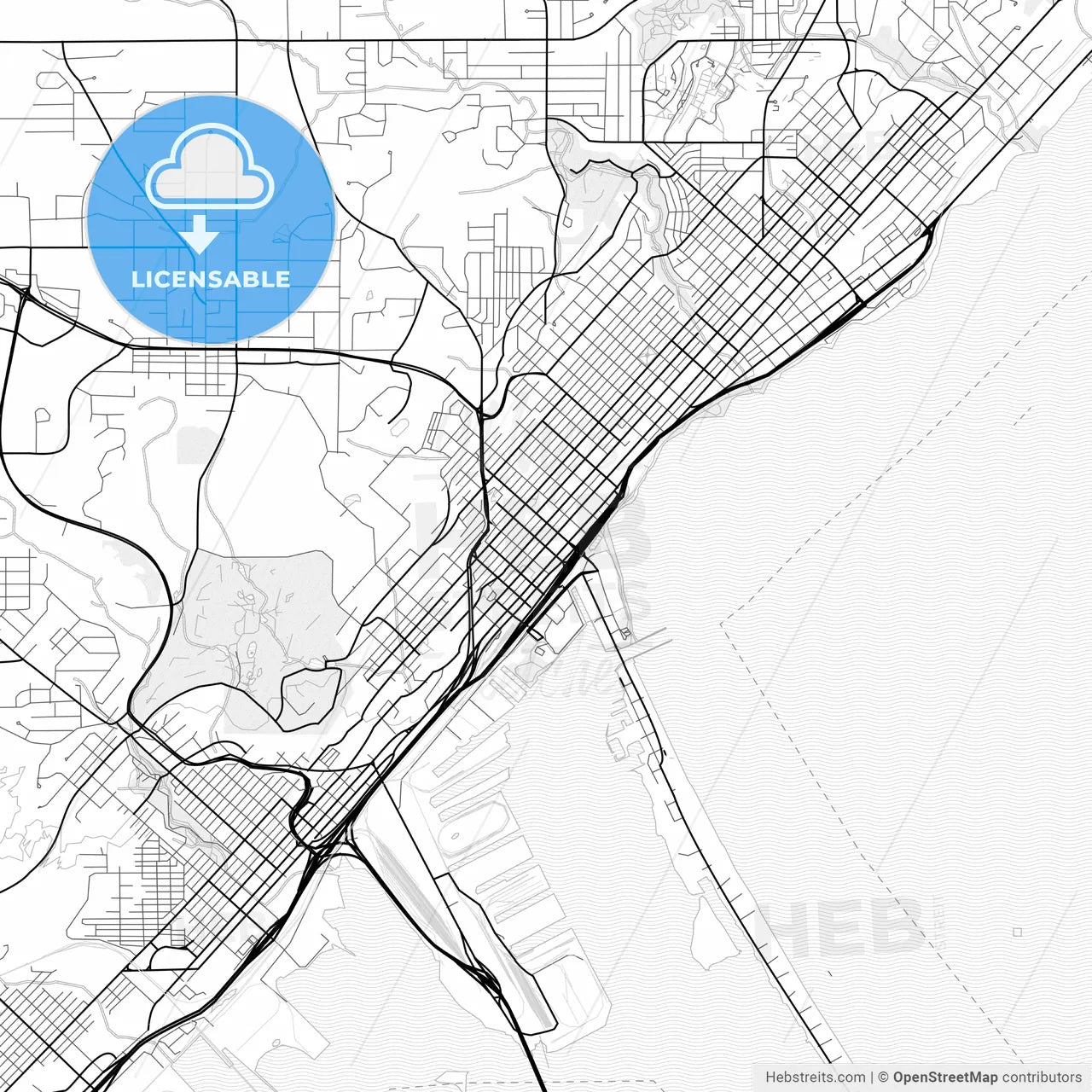 Vector PDF map of Duluth, Minnesota, United States