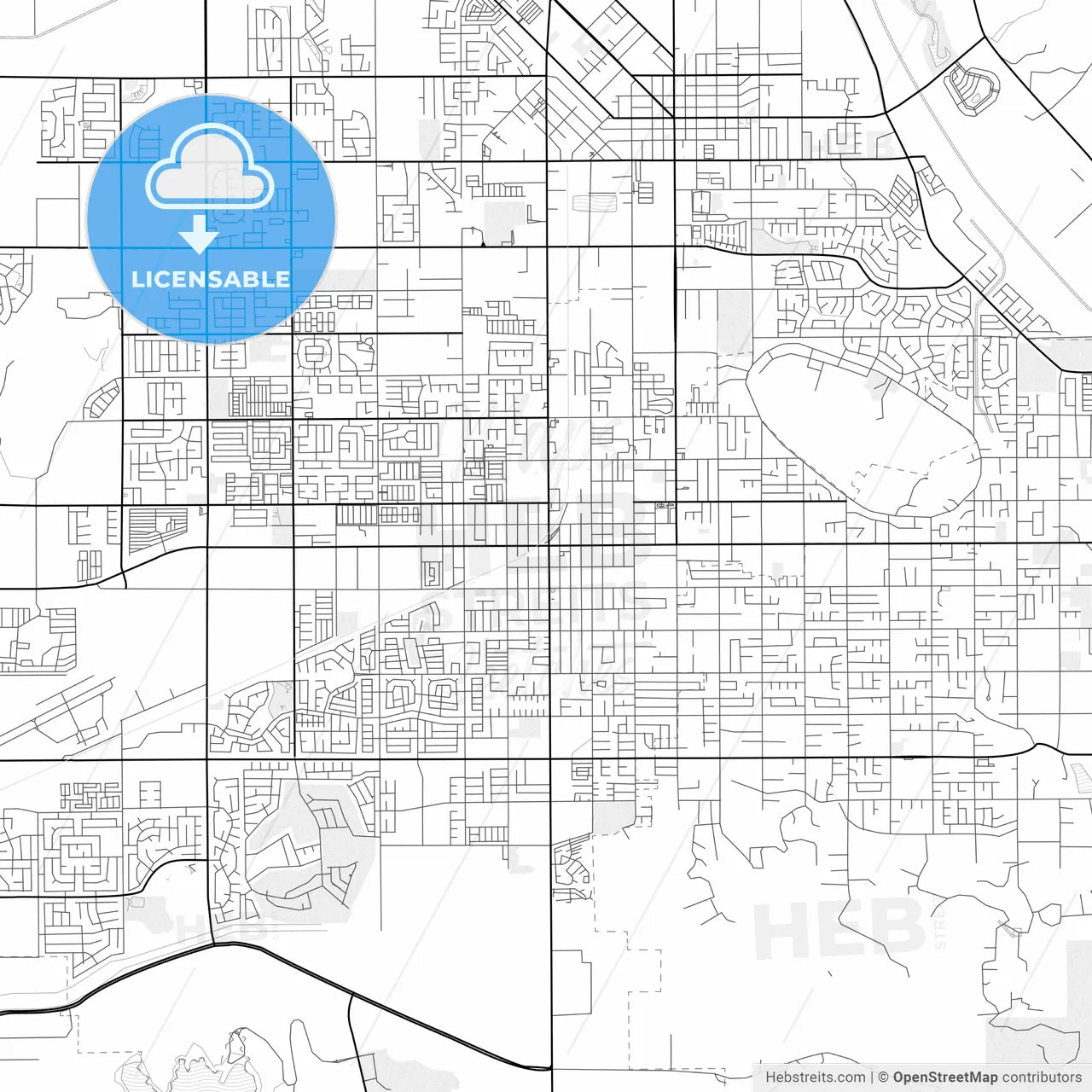 Vector PDF map of Hemet, California, United States
