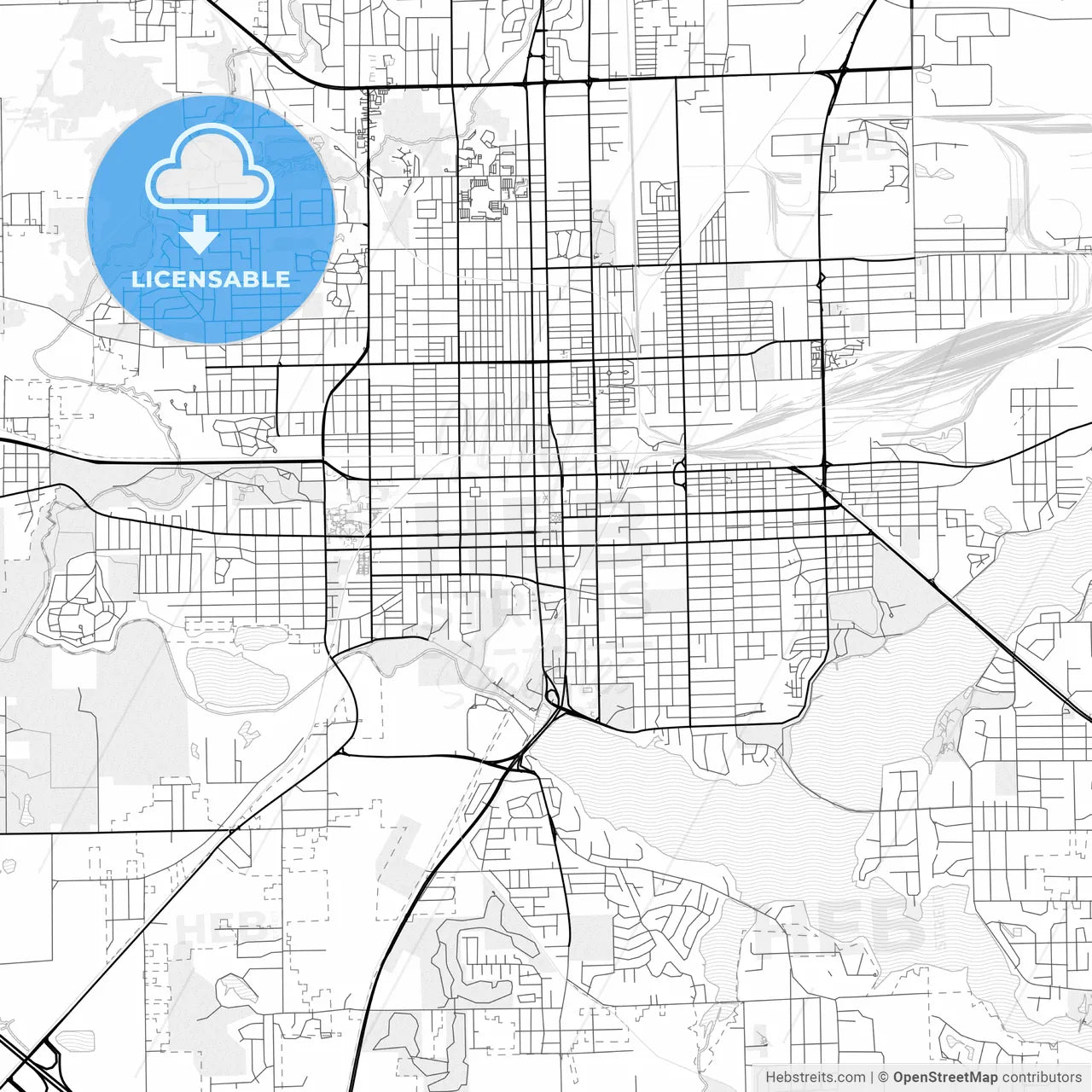 Vector PDF map of Decatur, Illinois, United States